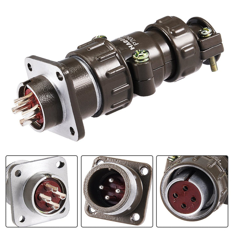 uxcell Aviation Connector, 20mm 4P 25A 220V P20-4 Waterproof Male Wire Panel Power Chassis Metal Fittings Connector Aviation Silver Tone