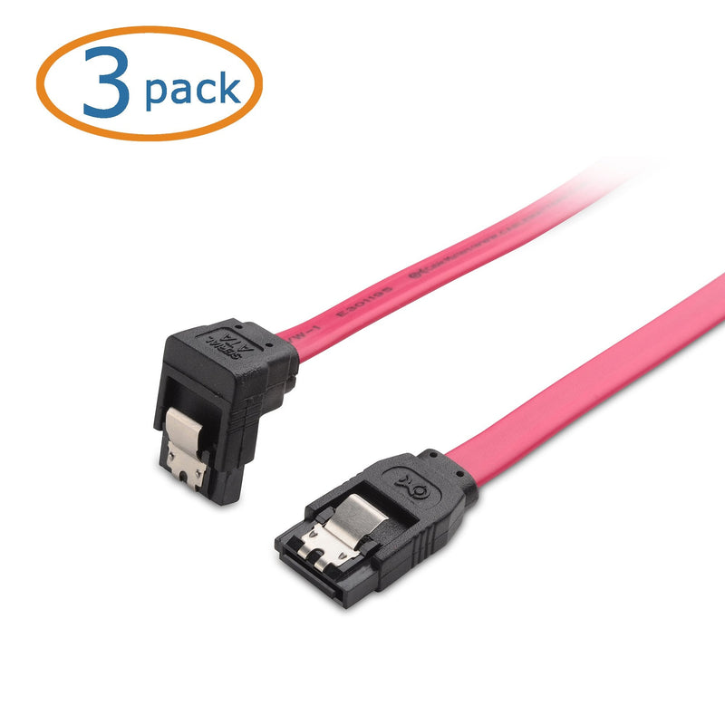 Cable Matters 3-Pack 90 Degree Right Angle SATA Cable 24 Inches (6.0 Gbps SATA III Cable, SATA Cable for SSD, SATA SSD Cable, SATA 3 Cables) Red