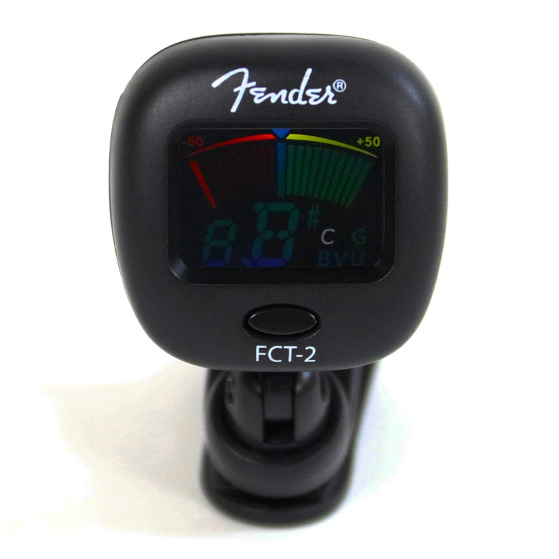 Fender FT-2 Professional Clip on Tuner for Acoustic Guitar, Electric Guitar, Bass, Mandolin, Violin, Ukulele, and Banjo Black FCT-2