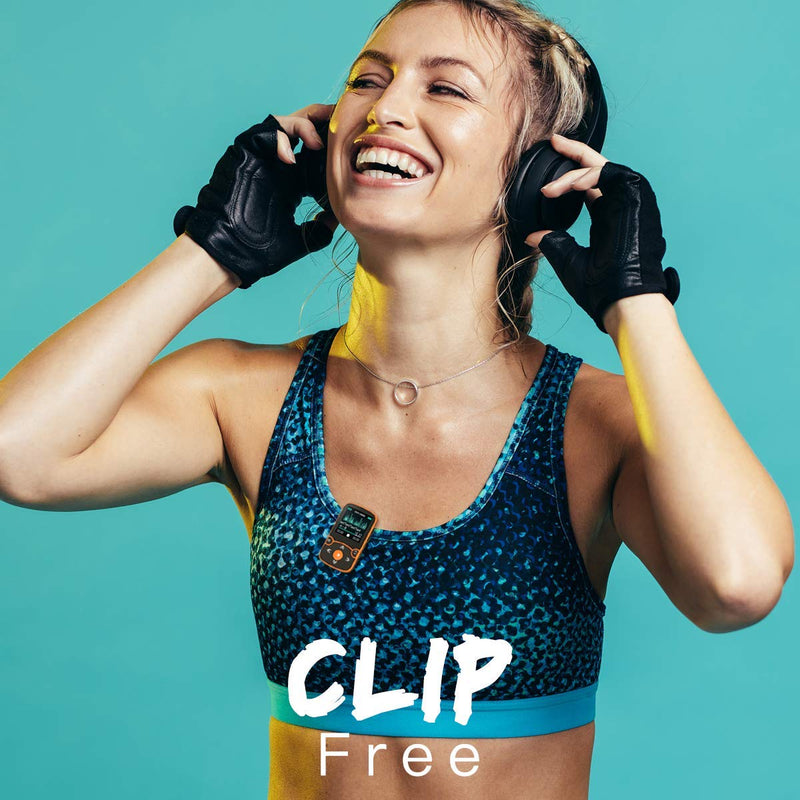 32GB MP3 Player with Clip, AGPTEK Bluetooth 5.0 Lossless Sound with FM Radio, Voice Recorder for Sport Running, Supports up to 128GB TF Card,Orange Orange