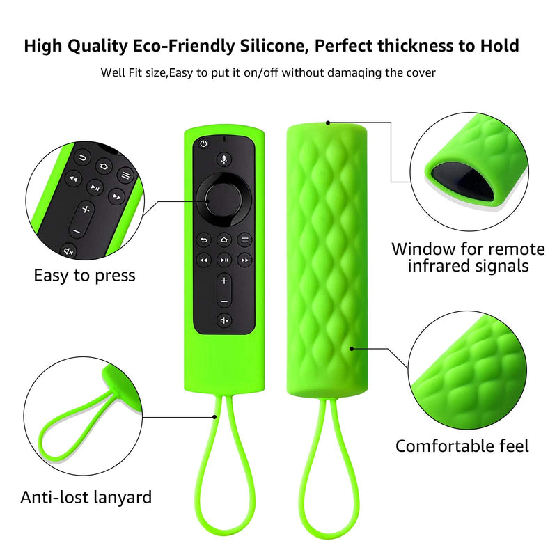 [2 Pack] Firestick Remote Coverï¼ŒSilicone TV Remote Control Case for HD Streaming Devices | Stick 4K Max | FireStick 4KÂ | Firestick Lite | (2018-2021) Release (Limegreen+DeepSkyBlue)