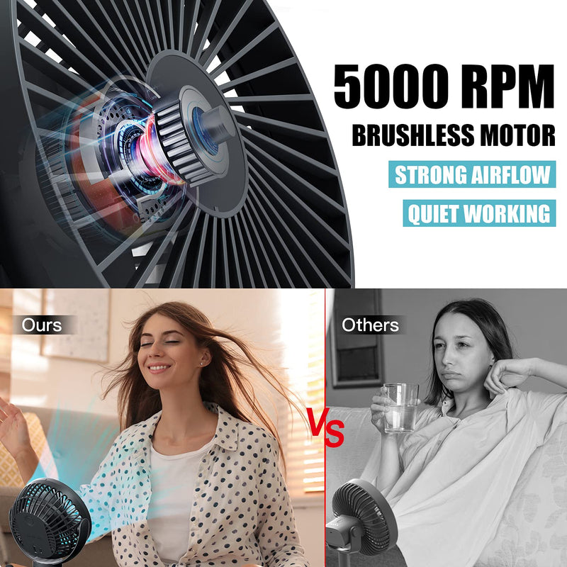 Portable Stroller Fan, Use As Power Bank, 55H 12000mAh Battery Operated Fan Flexible Tripod Baby Car Seat Fan, Personal Mini Handheld/Desk/Small Clip On Fans For Stroller, Carseat, Beach, Bed, Camping Black