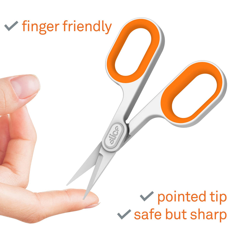 Slice 10546 Ceramic Scissor Wide Finger Loops for Larger Hands, 1 Pack Pointed Tip