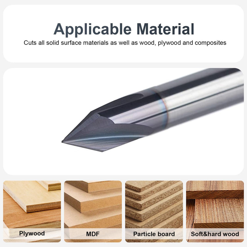 SpeTool chamfer cutter engraving cutter 3 flutes V groove cutter 6 mm shank 60 degrees solid carbide engraving end mill wood cutter with TiAlN coating CNC cutter for router for machine tools and chamfering ECP3F-D6.0-R60