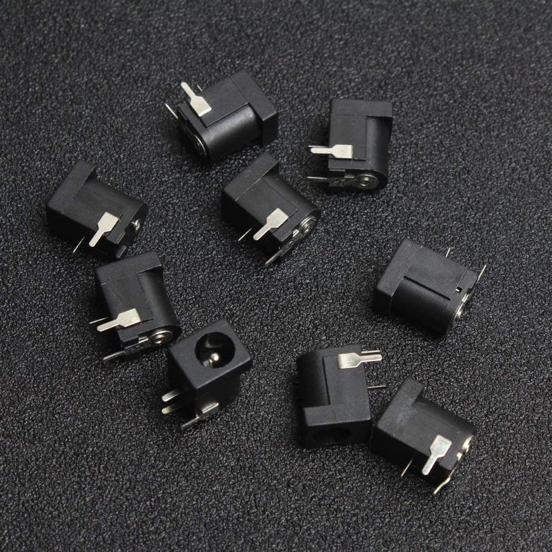 DIKAVS Breadboard-Friendly 2.1mm PCB Mounting Female DC Power Barrel Jack (Pack of 10)