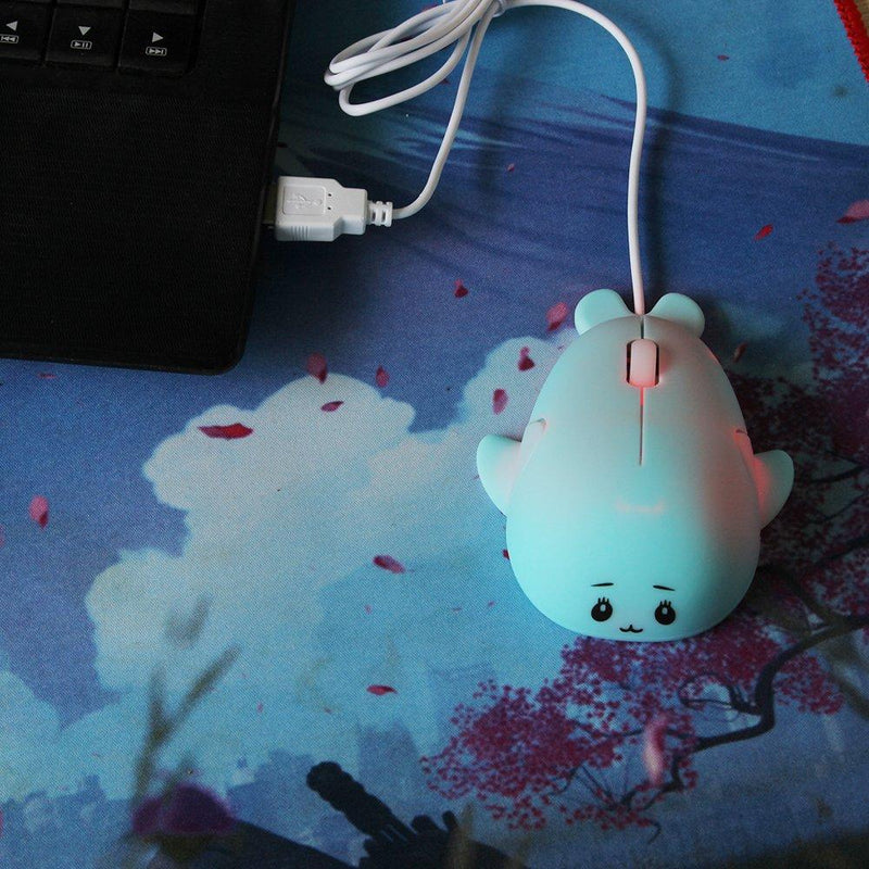 Fashionable Cute Animal Baby Dolphin Shape USB Wired Mouse 1600 DPI Optical Mice Mini Small Kids Children Mice for PC Laptop Computer (Blue) Blue