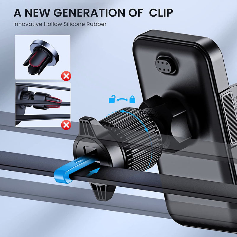 CINDRO Car Vent Phone Mount for Car [Military-Grade Hook Clip] Phone Stand for Car [Thick Cases Friendly] Air Vent Clip Cell Phone Holder for Smartphone, iPhone, Automobile Cradles Universal Dark