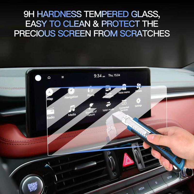Glass Screen Protector for 2022+ Genesis G70 10.25 Inch Interior Accessories Infotainment Display Screen Protector Foils Tempered Glass 9H Anti-Scratch Navigation Center Control Touchscreen Protective Film