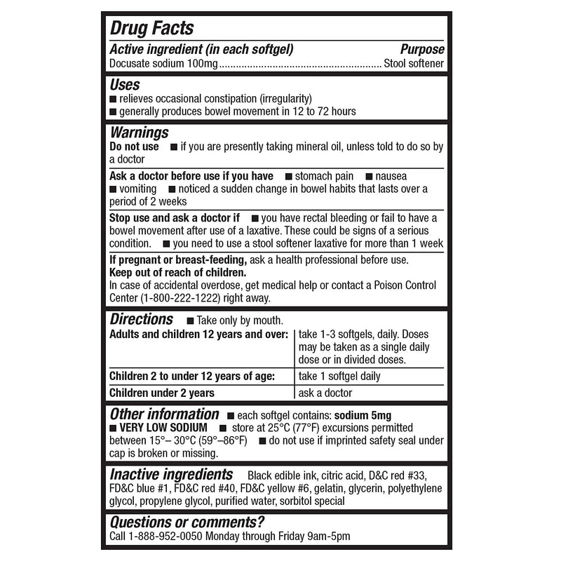 HealthA2Z® Stool Softener 400 Counts | Docusate Sodium 100mg | Red & White | Dependable, Gentle Constipation Relief