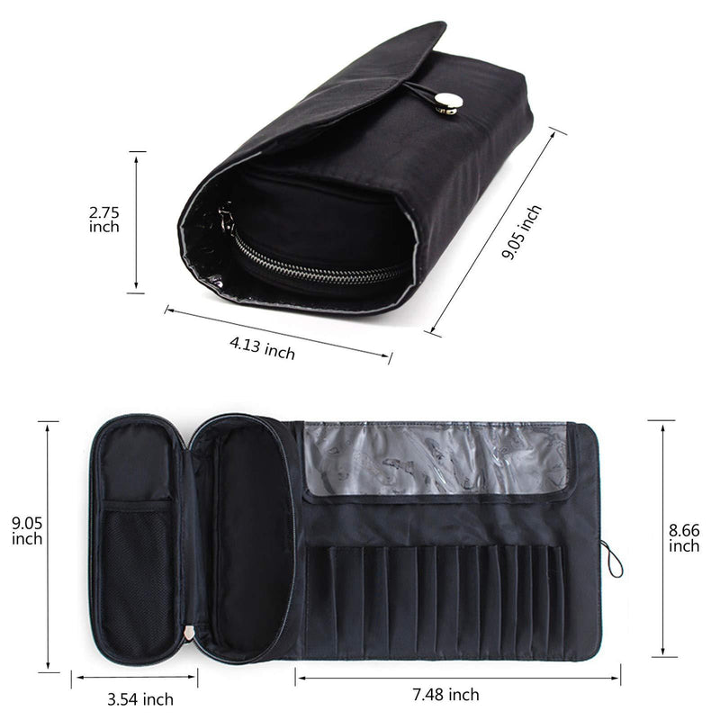 Portable Makeup Brush Organizer Makeup Brush Bag for Travel Can Hold 20+ Brushes Cosmetic Bag Makeup Brush Roll Up Case Pouch Holder for Woman(Only Bag)