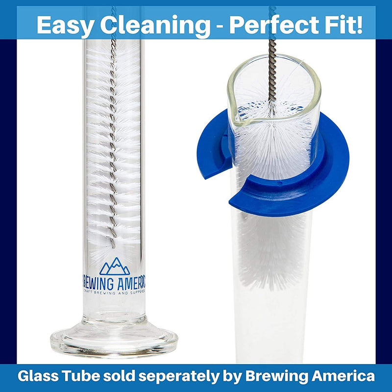 Cylinder Tube Brush with Fan End for Tip Cleaning, Nylon with Long Handle, Wire Loop End, 13" Long for Deep Reach