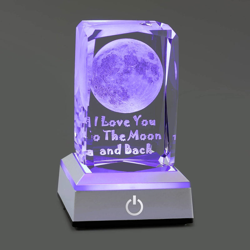 hochance 3D Moon Crystal with LED Colourful Light Base,Happy Mothers Day Gifts Ideas for Wife Mom Women Her，Unique Anniversary Birthday Presents for Girlfriend Funny Family Night Light Room Decoration A-moon