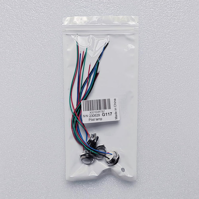 GUUZI 4pcs 12V-24V RGB Triple (Red Green Blue) Metal LED Indicator Light 16mm Waterproof Signal Lamp with Cable Red/Blue/Green-16mm