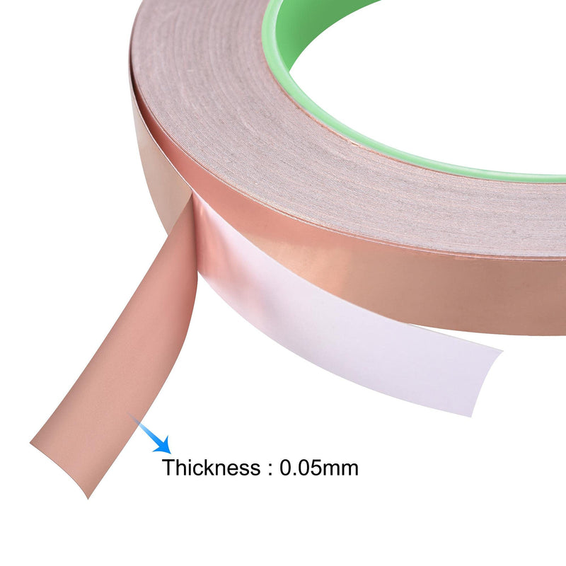 uxcell Double-Sided Conductive Tape Copper Foil Tape 3mm x 30m/98.4ft for Guitar, EMI Shielding Crafts, Electrical Repairs 2pcs