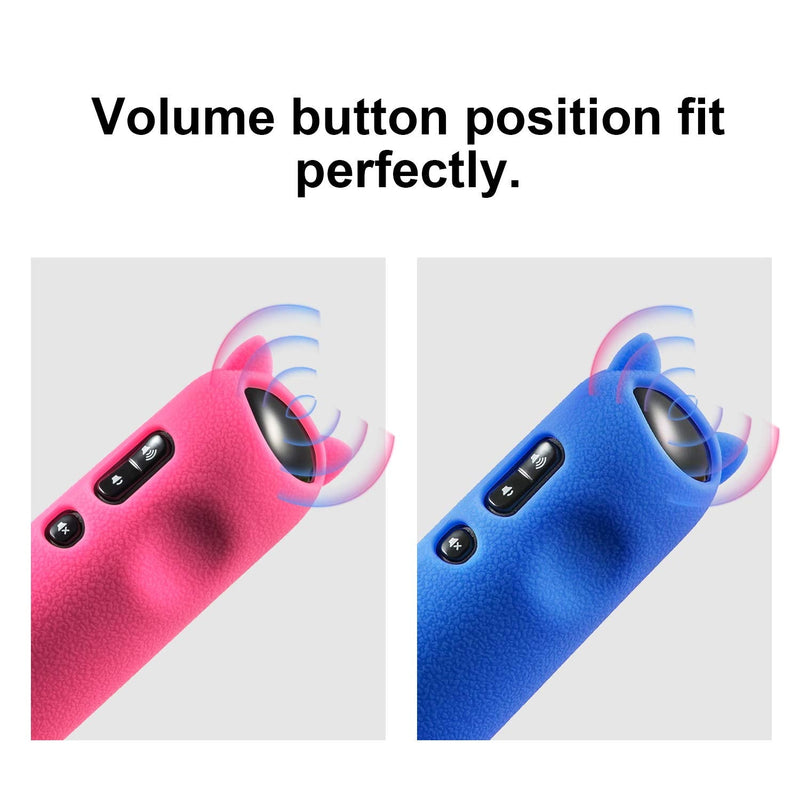 ï¼ˆPack of 2ï¼‰ Blue + Pink Silicone Protective Soft Cases Covers Compatible with RC280 TCL ROKU TV Remote Control with Wrist Strap Cute Cat Ear Shape Case only pink and blue