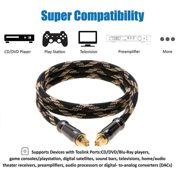 6ft Premium Toslink Digital Optical Audio Cable (S/PDIF)