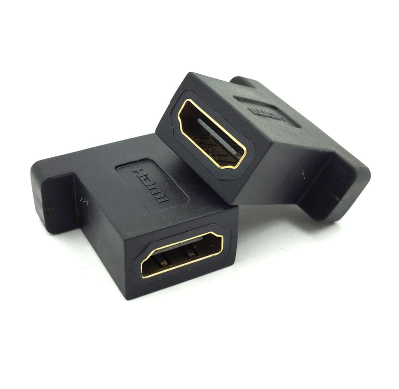HDMI Coupler Adapter Connector, Poyiccot (2-Pack) Golden Plated HDMI Female to Female Inline Straight Coupler with Screw Panel Black