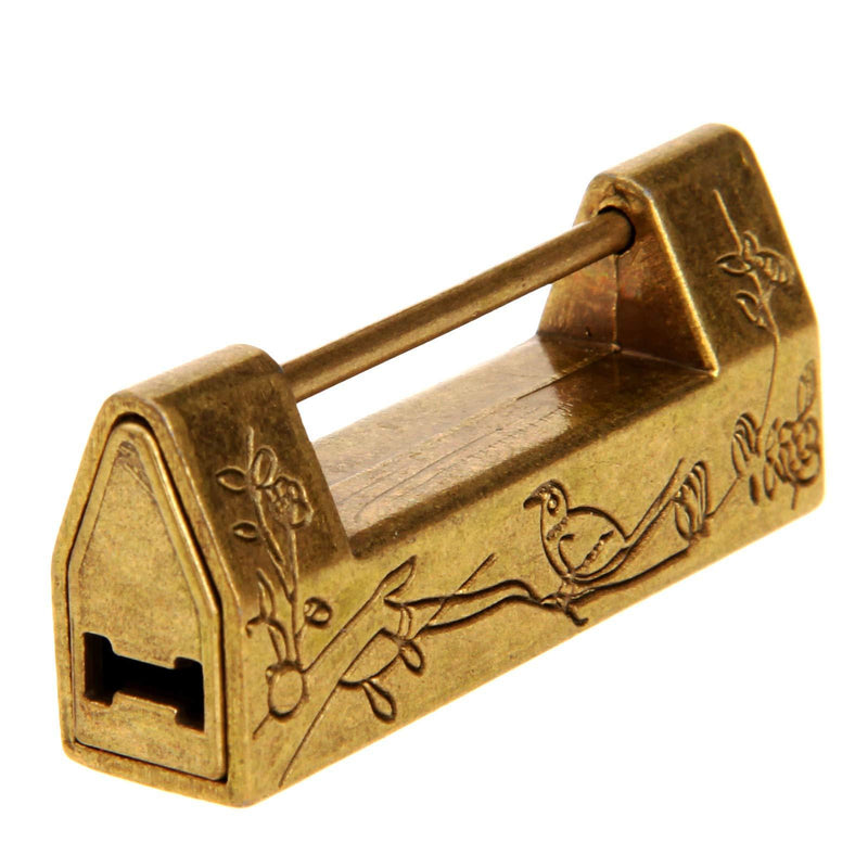 Dophee Old Style Chinese Carved Lock with Key & Pull Handle & Screws for Cabinet Jewelry Box Gift Box