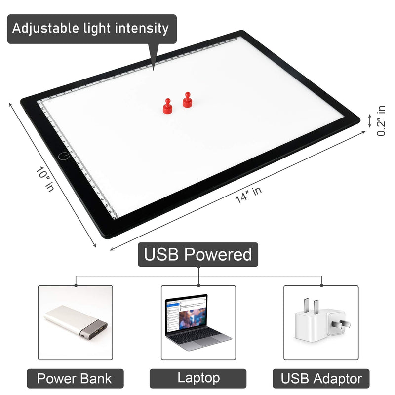 comzler Light Board, A4 Tracing Light Box, Magnetic Light Pad, Light Table for Tracing, LED Light Drawing Board, Sketch Pad LED Light Drawing Pad, Cricut Light Pad, Dimmable Brightness 01 - A4