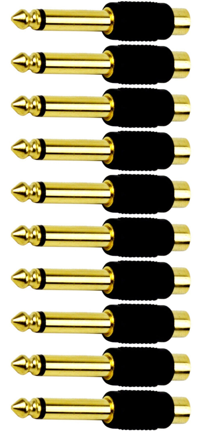 CESS 6.35mm 1/4 Inch TS Plug to RCA Female Jack Audio Adapter, Gold Plated (jcx) (10 Pack)