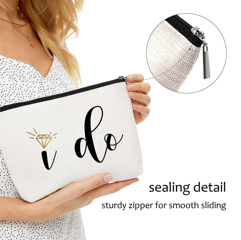 Engagement Gifts for Her,Bridal Shower Gifts-I Do-Bride Gifts,Makeup Bag Make Up Pouch Bride To Be Gift Wedding Vows(Makeup bag-I do)