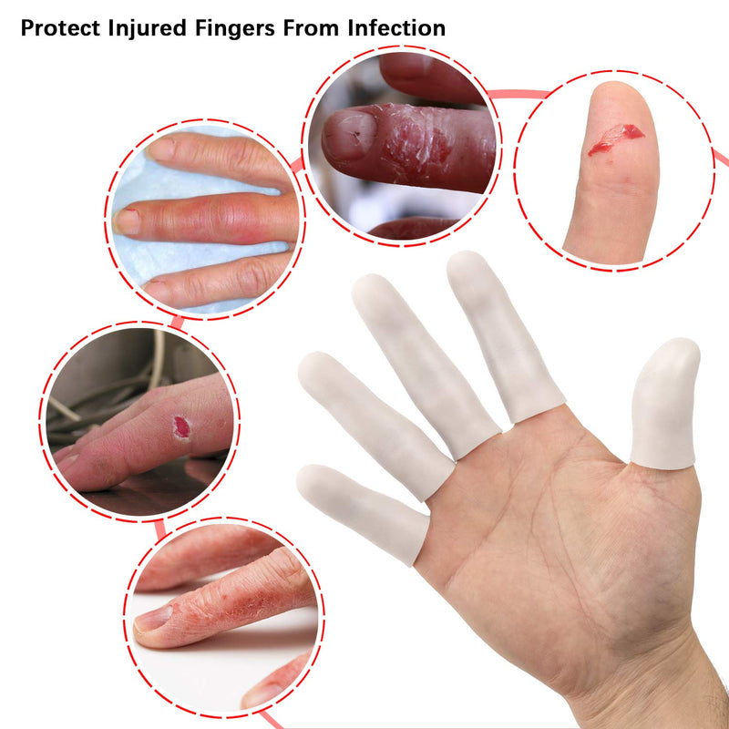 Gel Finger Support Protector Gloves, Gel Finger Cots/Covers - Different Sizes Silicone Fingertips for Hands Cracking, Eczema Skin (20pcs White)