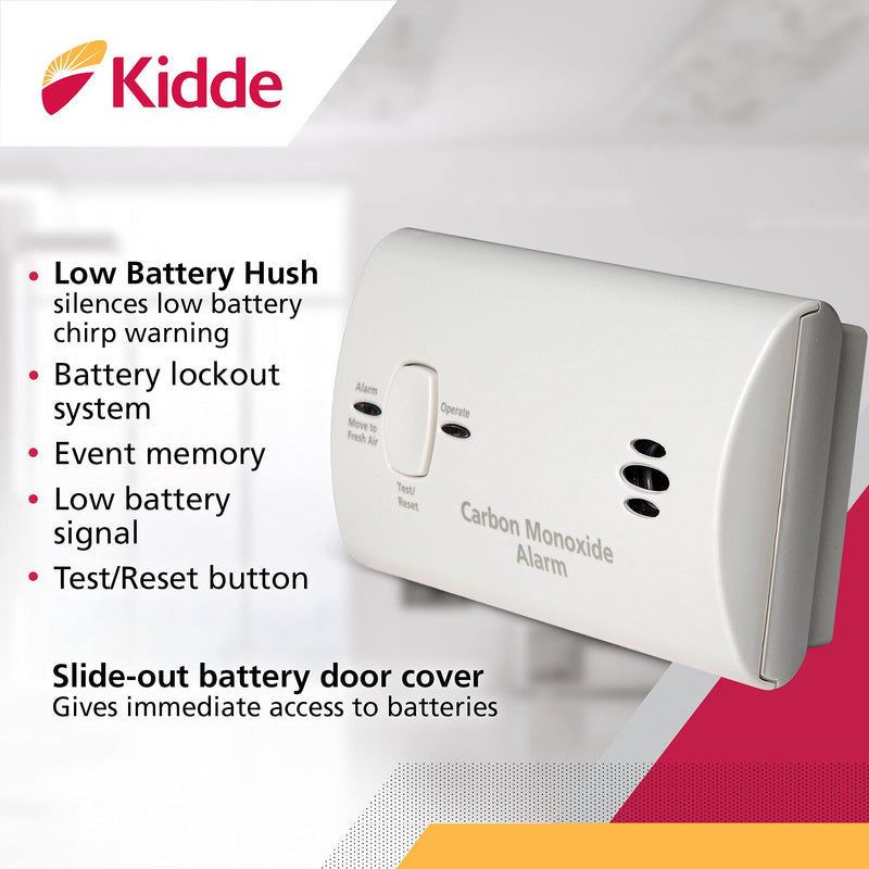Kidde Carbon Monoxide Detector, Battery Powered with LED Lights, CO Alarm White