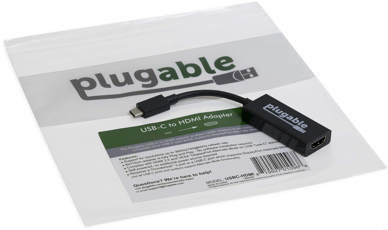 Plugable USB C to HDMI 2.0 Adapter Compatible with 2018 iPad Pro, 2018 MacBook Air, 2018 MacBook Pro, Dell XPS 13 & 15, Thunderbolt 3 Ports & More (Supports Resolutions up to 4K@60Hz)