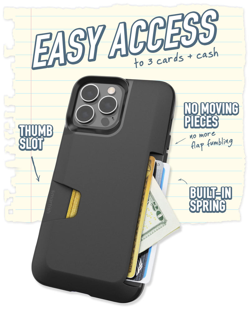 Smartish iPhone 13 Pro Max Wallet Case - Wallet Slayer Vol. 1 [Slim + Protective] Credit Card Holder - Black Tie Affair