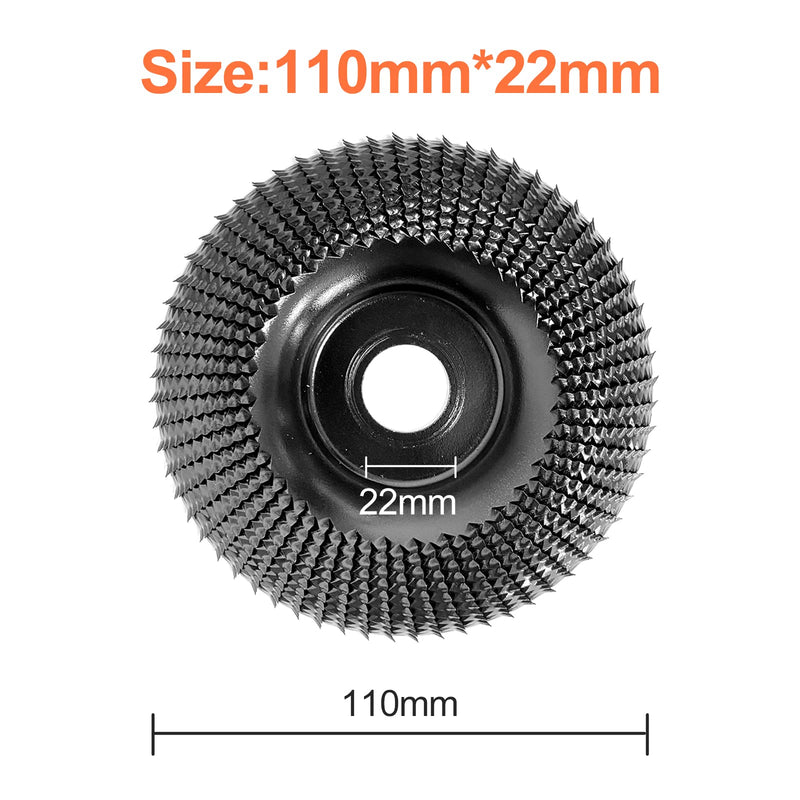 Newaner wood carving disc for angle grinder (Ø 110 mm x 22 mm) wood grinding disc, carbide, angle grinder for grinding, cutting and shaping, suitable for 110 mm or 125 angle grinders