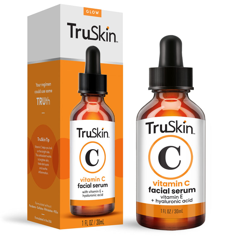 TruSkin Vitamin C Serum for Face, Anti Aging Serum with Hyaluronic Acid, Vitamin E, Organic Aloe Vera and Jojoba Oil, Hydrating & Brightening Serum for Dark Spots, Fine Lines and Wrinkles, 1 fl oz 1 Fl Oz (Pack of 1)