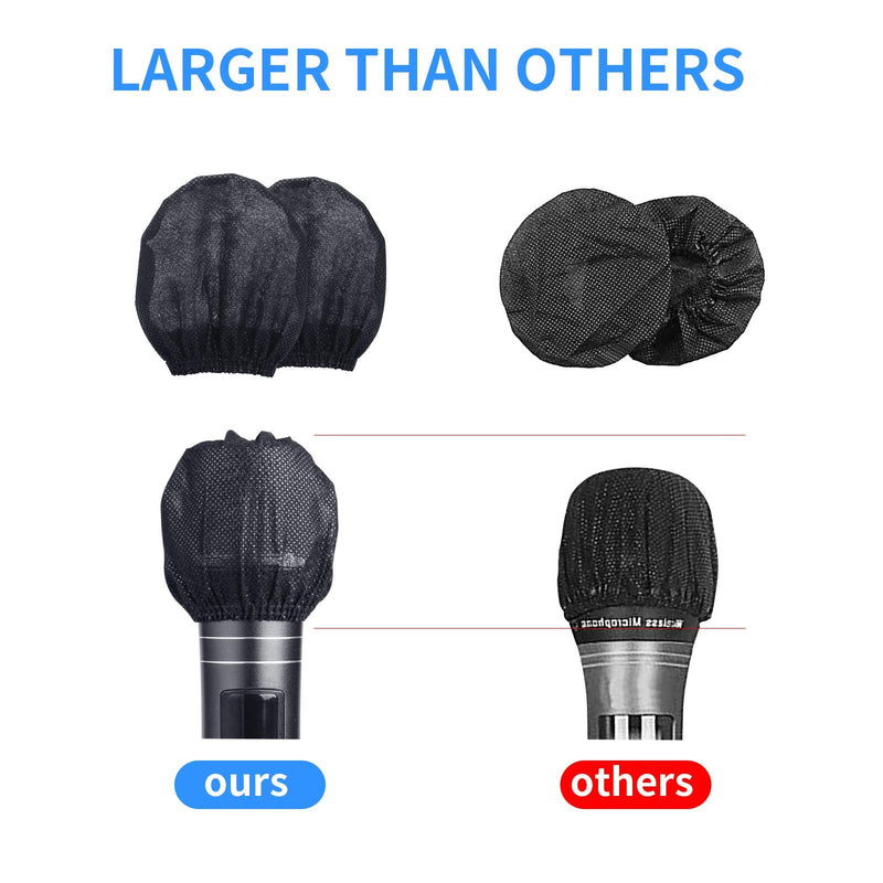 120pcs (60 pairs) Mic Covers Disposable Non-Woven, Individually Wrapped Mic Cover For Sanitary Mic Covers Disposable For Mic Microphone Windscreen & Pop Filters Black 120 pack-Black