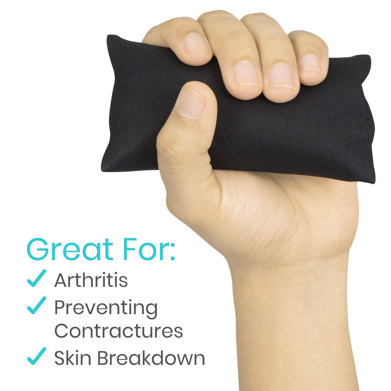 Vive Palm Grip Protector (3 Pack) - Hand and Finger Contracture Cushions - for Arthritis, Skin Breakdown, Exercise Strength - Comfortable Elastic Band Sized for Men and Women - Stroke Patient Rehab Black
