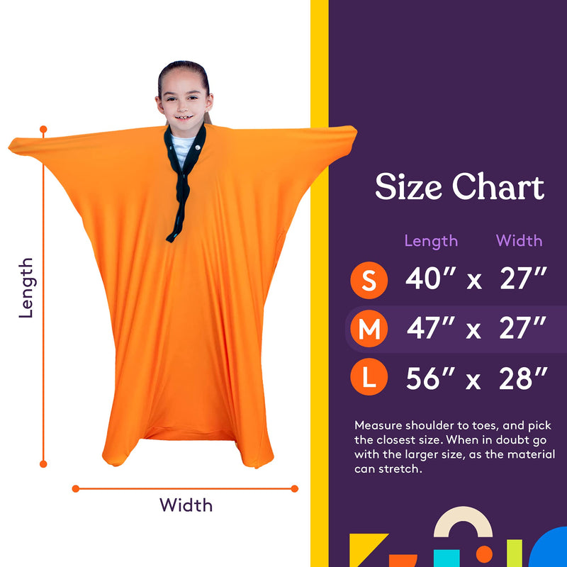 Special Supplies Orange Sensory Body Sock Full-Body Wrap to Relieve Stress, Stretchy, Breathable Cozy Sensory Sack for Boys, Girls, Safe, Comfortable, Calming Relief Cocoon (Medium 47"x27") Medium 47"x27"