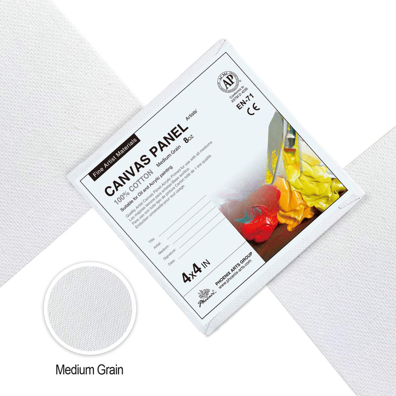 PHOENIX Artist Painting Canvas Panels - 4x4 Inch / 12 Pack - Triple Primed Cotton Canvas Boards for Oil & Acrylic Painting 4"x 4"