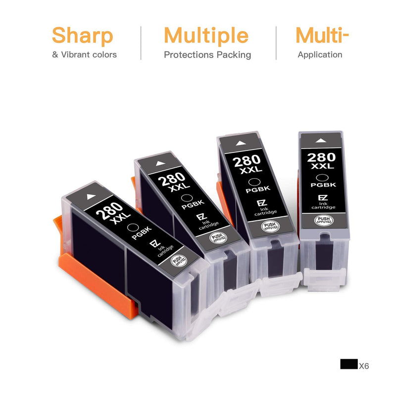 E-Z Ink (TM) Compatible Ink Cartridge Replacement for Canon PGI-280XXL PGI 280 XXL for PIXMA TR7520 TR8520 TS6120 TS6220 TS8120 TS8220 TS9120 TS9520 TS9521C Printer (4 PGBK)