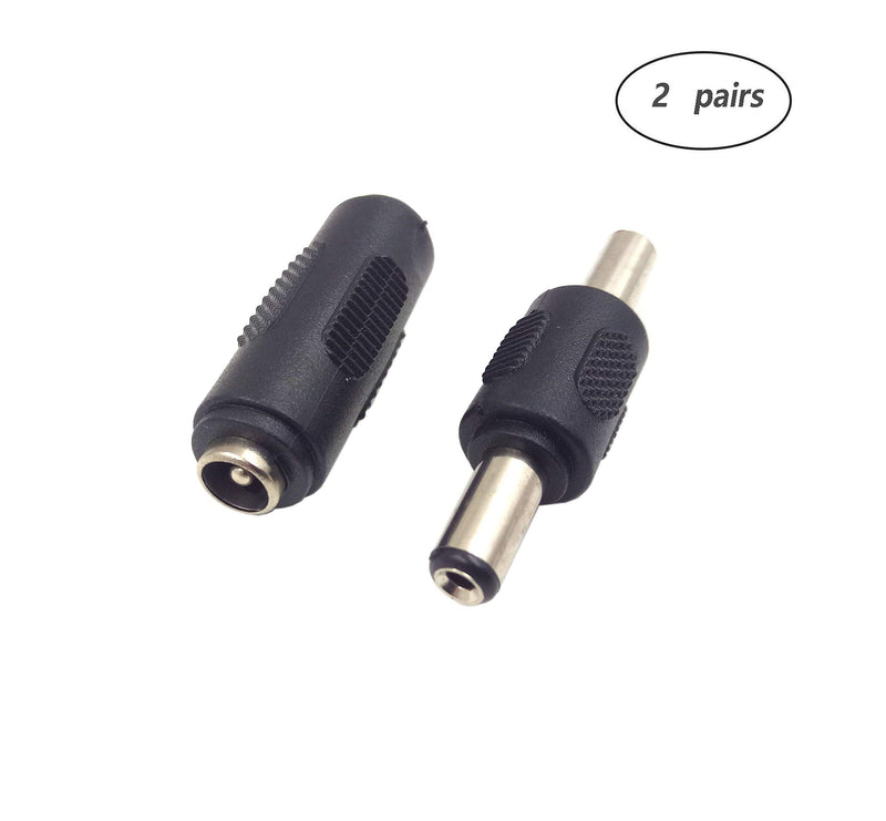 Qaoquda 2.1mm X 5.5mm DC Power Adapter, (2 Pairs) DC Power 5.5mm x 2.1mm Female to Female Coupler Male to Male Coupler LED/CCTV Camera