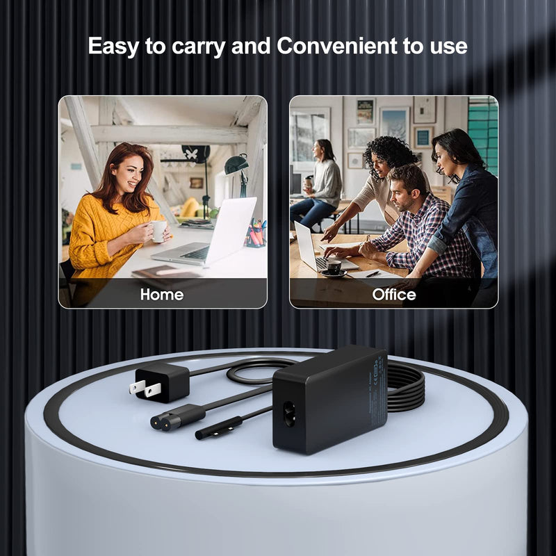 Surface Pro Charger 65W, Surface Laptop Charger for Microsoft Surface Pro 9/8/7+/7/6/5/4/3/X, Surface Laptop 5/4/3/2/1/Studio, Surface Book 2/1, Surface Go 3/2/1 with ft Power Cord