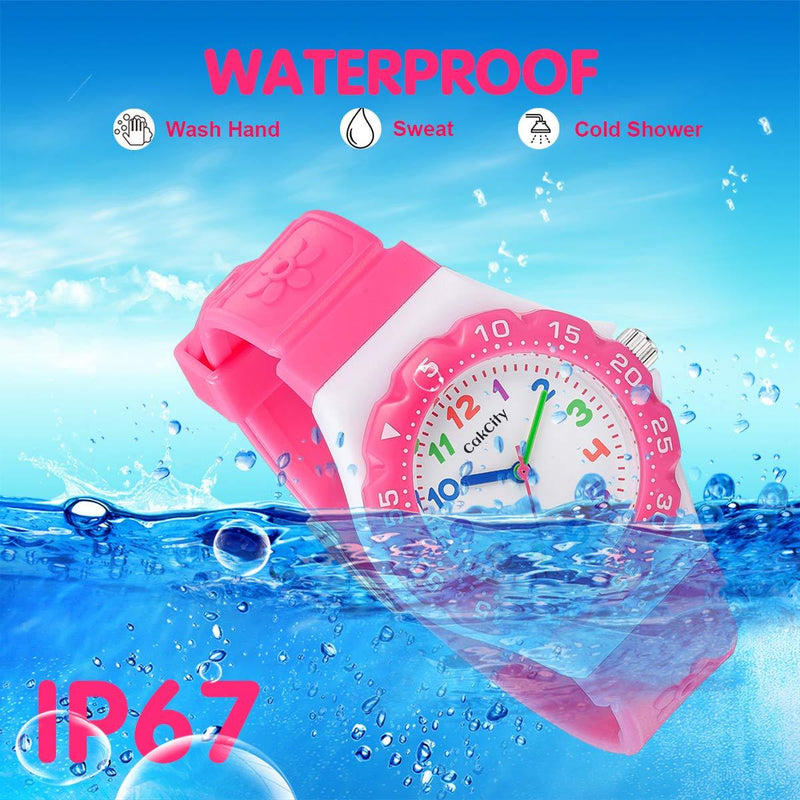 CakCity Kids Watch Waterproof Cute Cartoon Analog Girls Boys Wrist Watch for Little Child Time Teacher for Children 3-10 Year ROSERED