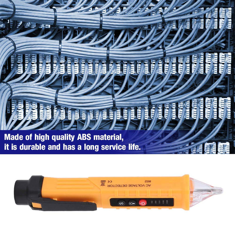 Test Pencil Electric Meter Voltage Detector High Accuracy Sensitivity Tester Pen High Precision Smart Electroscope with Dual Voltage Range 48 to 1000V 12 to 1000V for Line Detection(Yellow)