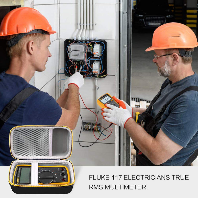 Hard Case for Fluke 117/115/116 Electricians True RMS Digital Multimeter, Protective Carrying Storage Bag with Accessories Mesh Pocket, By COMECASE