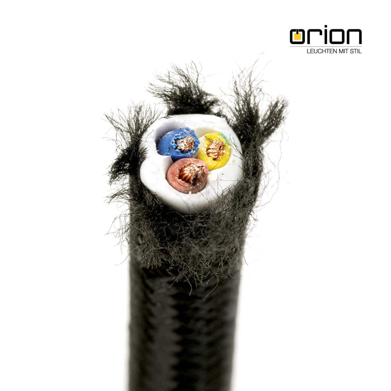 ORION LIGHTSTYLE textile cable for lamps, 5 m black, 3-wire, (3x 0.75 mm²) - plastic power cable with earth conductor, textile coated 5 m