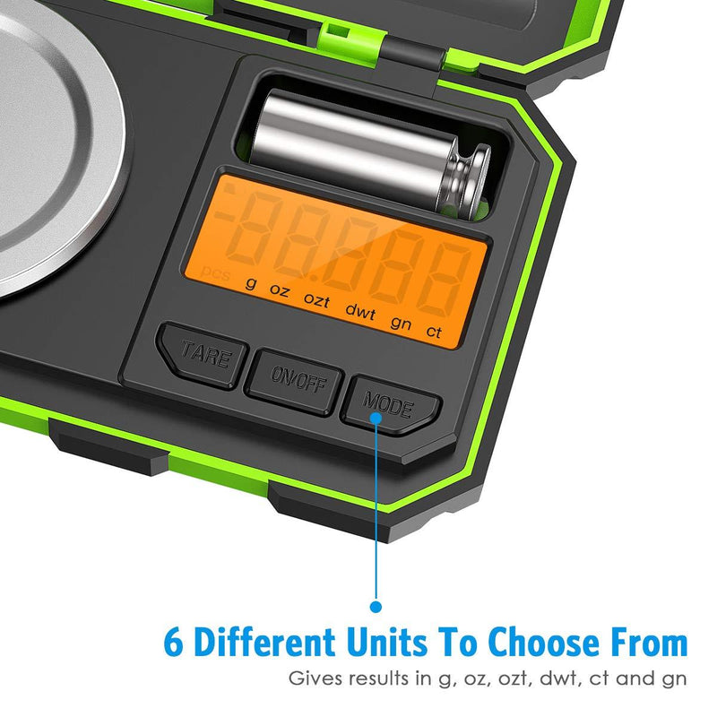 (New Version) Brifit Professional Digital Mini Scale, 20g-0.001g Pocket Scale, Electronic Smart Scale with 20g calibration weight (Battery/Tweezers Included) Green