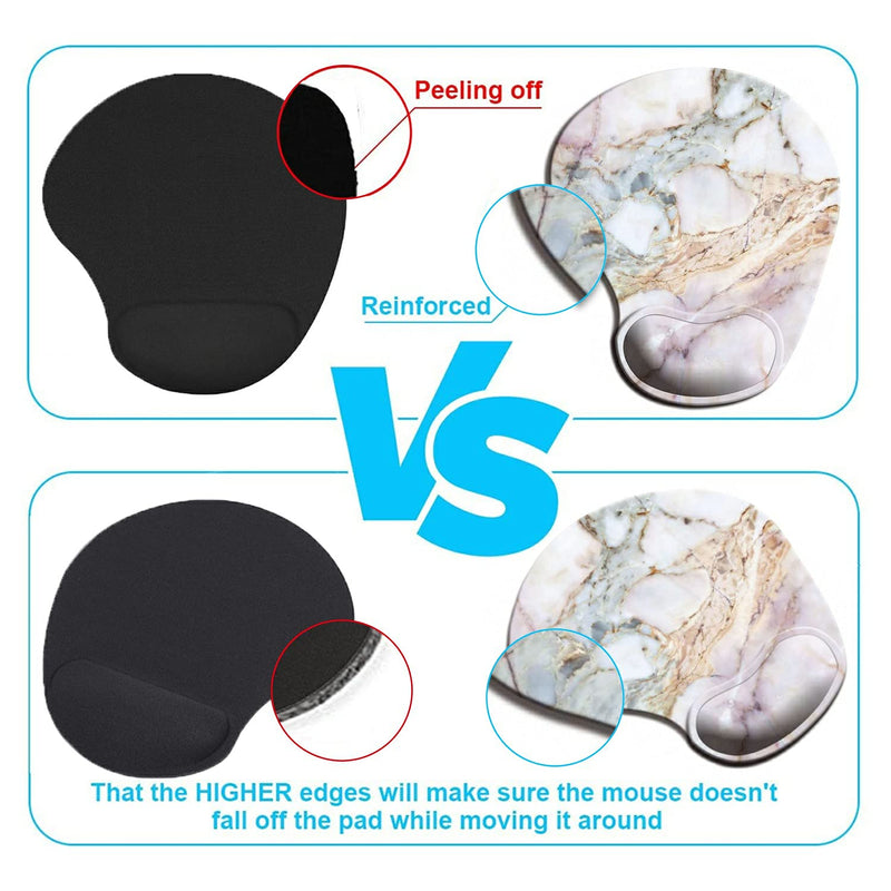 Dooke Ergonomic Mouse Pad with Wrist Support, Cute Mouse Pads with Non-Slip Rubber Base for Home Office Working Studying Easy Typing & Pain Relief Marble