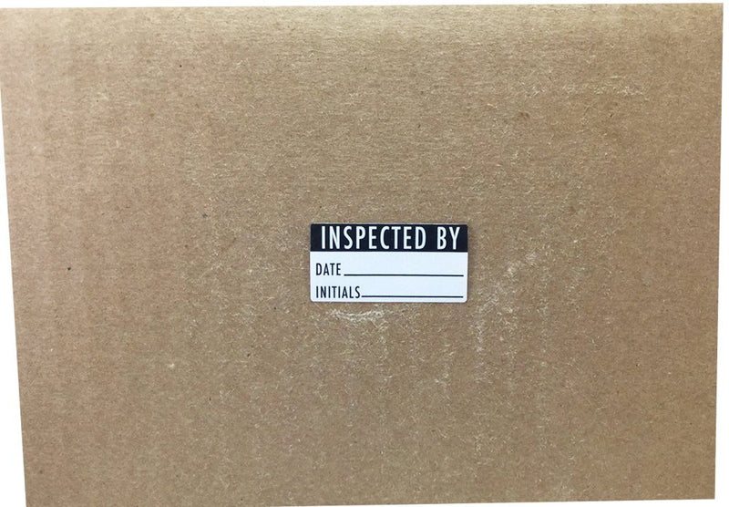"Inspected by" Rectangle Labels, Adhesive Stickers, 0.75" x 1.5", Pack of 500