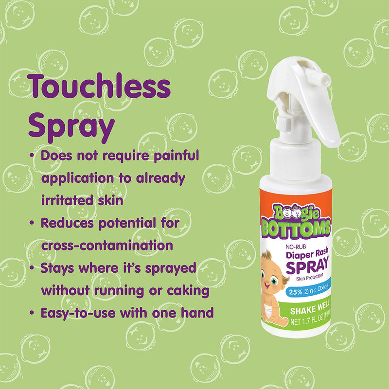 Baby Diaper Rash Cream Spray by Boogie Bottoms, No-Rub Touch Free Application for Sensitive Skin, Over 200 Sprays per Bottle, 1.7 oz, Pack of 3 1.66 Fl Oz (Pack of 3) Diaper Cream Spray