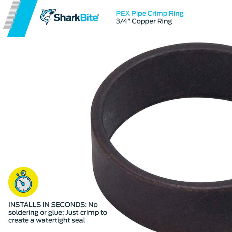 SharkBite Available PEX Pipe Crimp Ring 3/4 Inch, Plumbing Fittings, Pack of 25, 23103CP25, 3/4-Inch, 25
