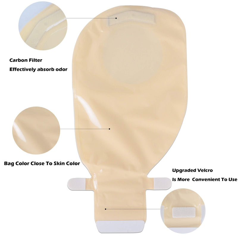 Carbou 21PCS Ostomy Supplies Colostomy Bags,Two Piece Drainable Pouches with Closure, Ileostomy Stoma Care,Cut-to-Fit(15pcs Bags+6pcs Barrier) 23 Piece Set