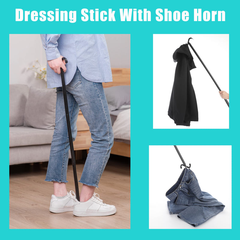 Fanwer Shoe horn Long handle for Seniors - 33.5" Long Dressing Stick, Sock Remover Tool, Stable, Not easy to break, Adjustable, for Disabled, Knee & Hip Replacements and Back Problems People