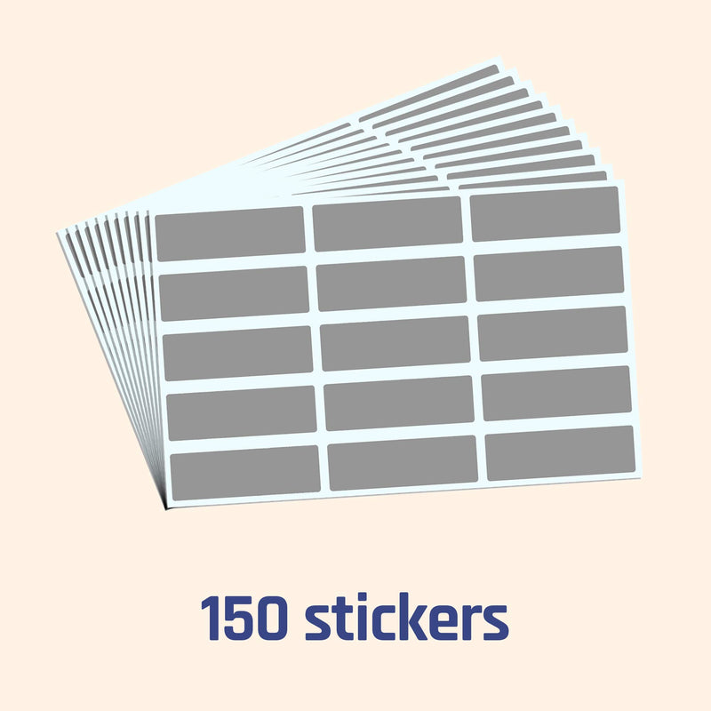 150 Pack, Rectangle Scratch Off Labels Stickers, Gray - 1.9 x 0.6" 1.9 x 0.6" | Small Rectangle